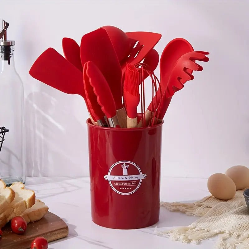 Set de 12 utensilios calidad premium en silicona resistente al calor