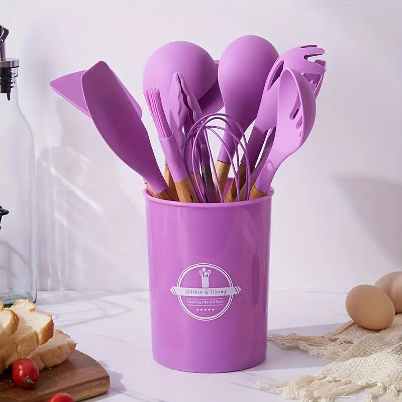 Set de 12 utensilios calidad premium en silicona resistente al calor