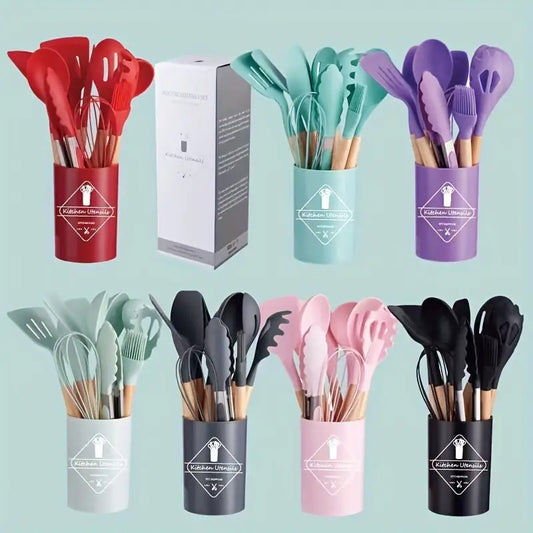 Set de 12 utensilios calidad premium en silicona resistente al calor