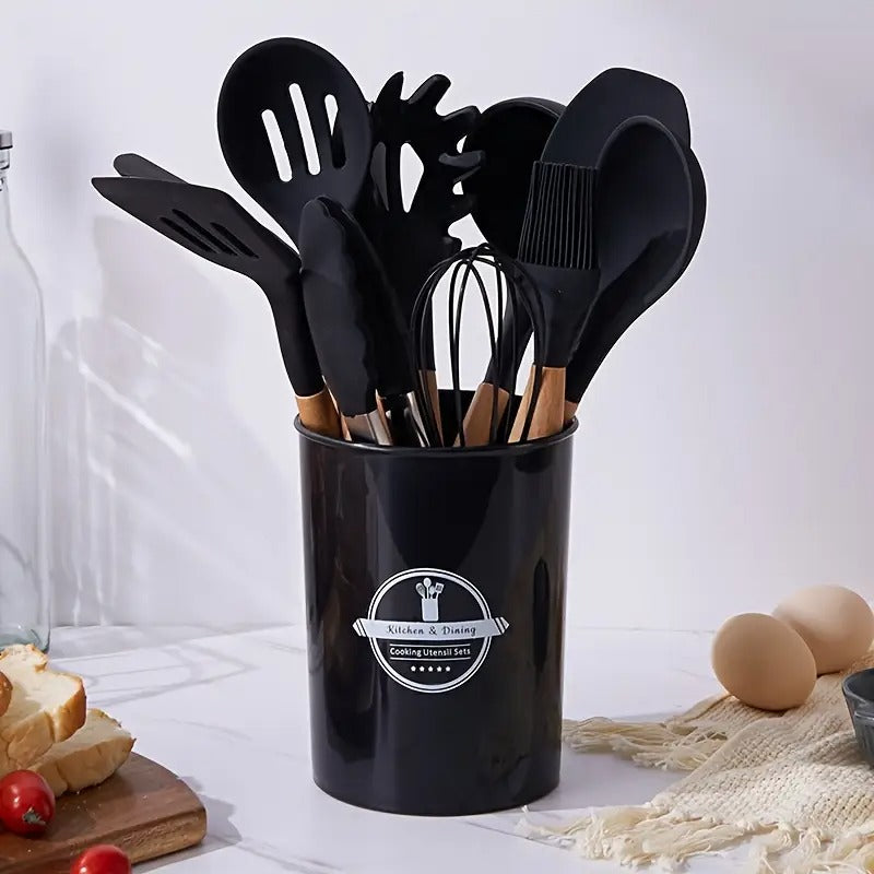 Set de 12 utensilios calidad premium en silicona resistente al calor